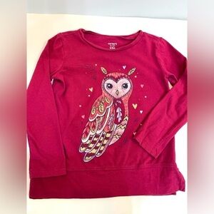 Girls Carter’s Maroon Owl Long Sleeve T-Shirt Size 5